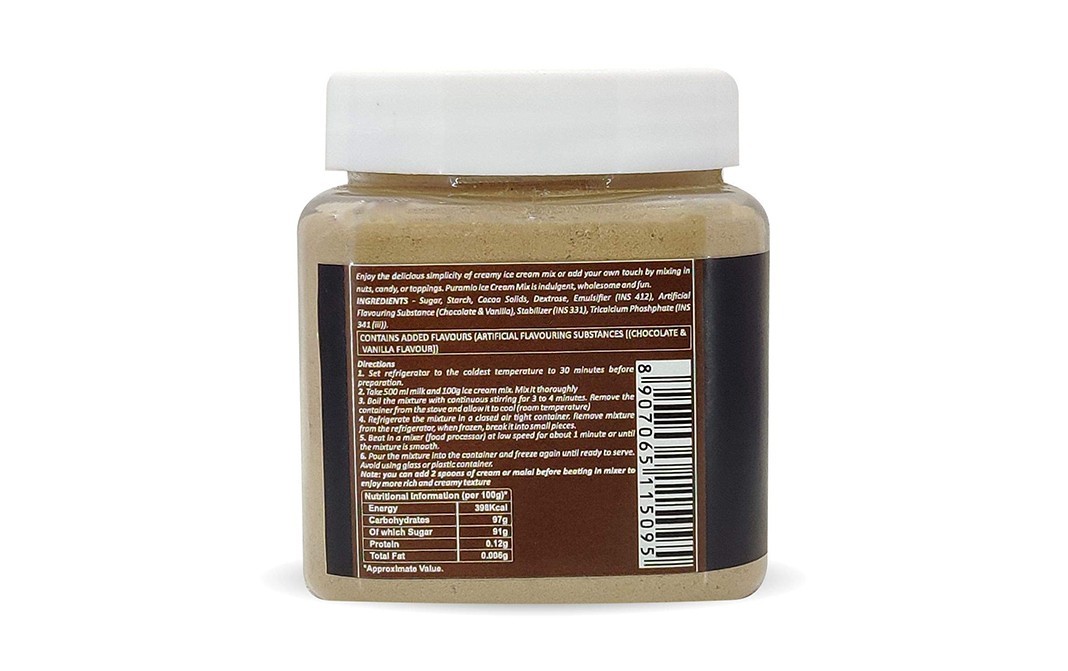 Puramio Ice Cream Mix Chocolate   Plastic Jar  250 grams